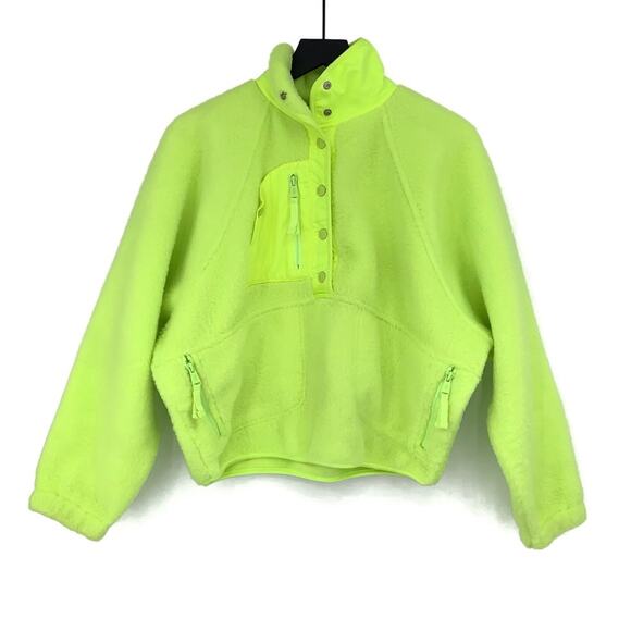 FP MOVEMENT Hit The Slopes Fleece Pullover Jacket Neon Yellow Highlighter XS - Picture 1 of 10
